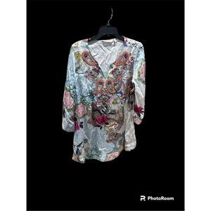 Soft Surroundings Florent beaded embellished tunic floral M